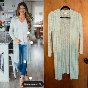 Hem & Thread Mint Green Blue Boutique Long Cardigan Duster